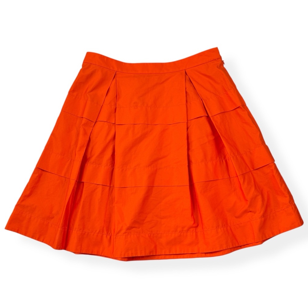 J‎ Crew Pleated Mini Cotton Skirt Womens 2 Orange Lightweight Bold Preppy Fun